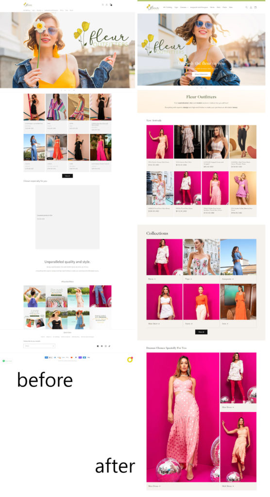 before and after shopify redesign