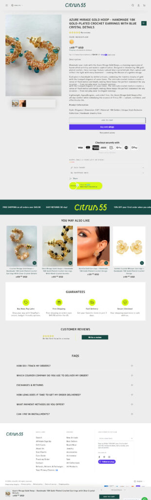 Citrus 55 Website product page screenshot