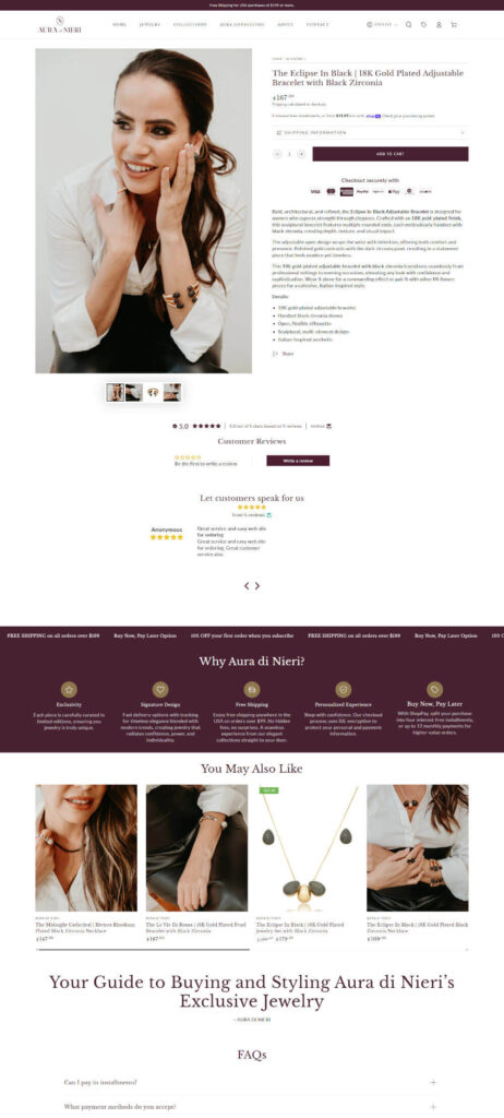 Aura di Nieri Website Design - Shopify